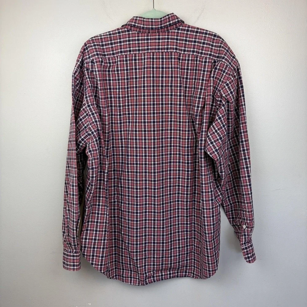 Polo Ralph Lauren Shirt Mens‎ 2XL Red Blue Plaid Marlowe Button Front Cotton